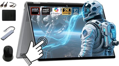 HP X360 Omnibook X Flip 2in1 Copilot + Laptop ، 16 "2K شاشة تعمل باللمس AMD RYZEN AI 5 340 ، 16GB LPDDR5X RAM 1TB SSD ، Backlit KB ، حتى 21 ساعة بطاطس ، Windows11 + BWE (نجاح إلى Envy X360) in Kuwait