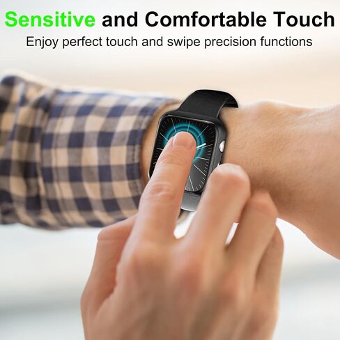 2 علبة وقائية من Pack Pack PC مع واقي شاشة زجاجي مقسى متوافق مع Apple Watch Series 9 Series 8 Series 7 41mm لـ IWatch Cover-Black in Saudi Arabia