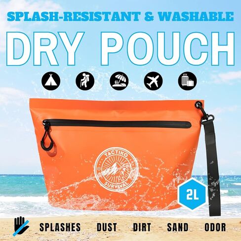 Tactiko 3L Waterproof Pouch w/Splashproof Zipper | Organizer for Dry Bags | Water Resistant Material | Hold All Zipper Bags for Storage, Toiletries, Travel, Beach, Cruise, Home in Kuwait