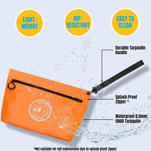 Tactiko 3L Waterproof Pouch w/Splashproof Zipper | Organizer for Dry Bags | Water Resistant Material | Hold All Zipper Bags for Storage, Toiletries, Travel, Beach, Cruise, Home in Kuwait