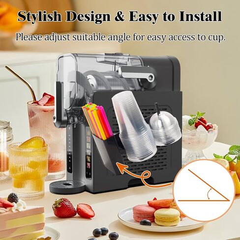 منظم كأس لآلة النينجا سلوشي FS301/FS300 ، إكسسوارات لآلة النينجا سلوشي مع فرشاة السيليكون ، 3 في 1 حامل مثبت على الجانبية لتنظيم الأكواب والأغطية والقش (أسود) in Kuwait