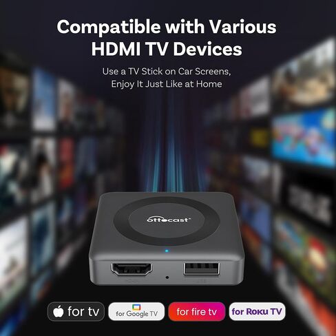 OTTOCAST Car TV Mate Pro with Wireless Carplay Adapter for Apple iPhone, Fire TV Stick Converter, Watching YouTube Netflix Prime Video etc on Car Screen in Kuwait