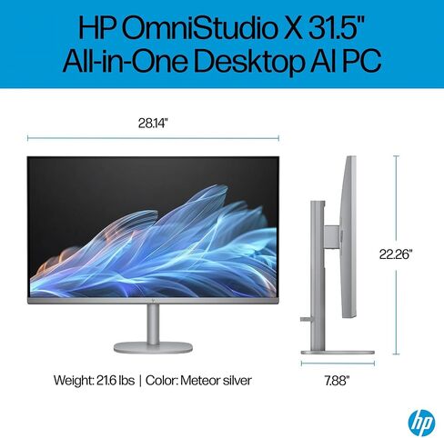 HP. OmniStudio X 32 31.5" 4K UHD (3840x2160) All-in-One Desktop PC - Intel Core Ultra 7 258V up to 4.8 GHz, 32GB DDR5 RAM, 2TB NVMe SSD, Intel Arc Graphics, Wireless Keyboard & Mouse, Windows 11 Home in Saudi Arabia