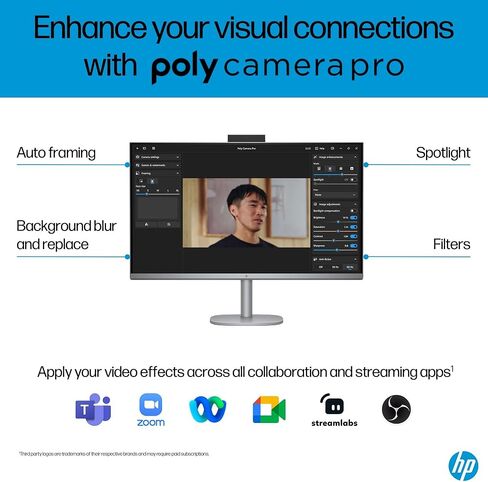 HP. OmniStudio X 32 31.5" 4K UHD (3840x2160) All-in-One Desktop PC - Intel Core Ultra 7 258V up to 4.8 GHz, 32GB DDR5 RAM, 2TB NVMe SSD, Intel Arc Graphics, Wireless Keyboard & Mouse, Windows 11 Home in Saudi Arabia