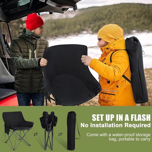 Joyfair Outdoor Camping Chair for Adult, Large Portable Folding Moon Chairs with Carry Bag for Patio Beach, Fishing, Lawn and More Outdoor Sports, 600D Oxford Fabric & Heavy Duty Steel (2, Black) in Kuwait