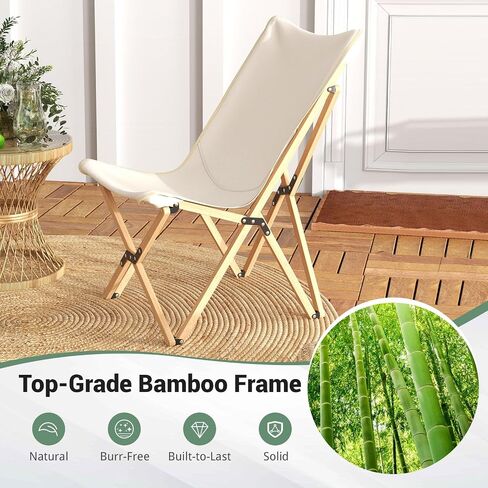 Tangkula Camping Chairs 2 Pack, Portable Folding Lawn Chair with Solid Bamboo Frame, Ultralight Canvas Seat, Back Pocket, Carrying Bag, Outdoor Beach Chair for Backpacking Fishing Travel Camp in Saudi Arabia