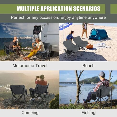 Joyfair Outdoor Camping Chair for Adult, Large Portable Folding Moon Chairs with Carry Bag for Patio Beach, Fishing, Lawn and More Outdoor Sports, 600D Oxford Fabric & Heavy Duty Steel (2, Black) in Kuwait
