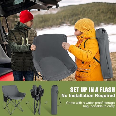 Joyfair Outdoor Camping Chair for Adult, Large Portable Folding Moon Chairs with Carry Bag for Patio Beach, Fishing, Lawn and More Outdoor Sports, 600D Oxford Fabric & Heavy Duty Steel (2, Black) in Kuwait