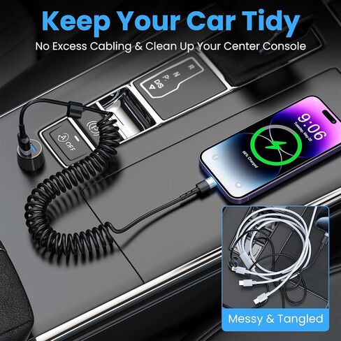 Opluz Coiled iPhone Charger Cord 2 Pack Coiled Lightning Cable 3FT USB Carplay Cable Car Accessories Short iPhone Car Charger Cord [MFi Certified] Short USB to Lightning Cable Black in Kuwait