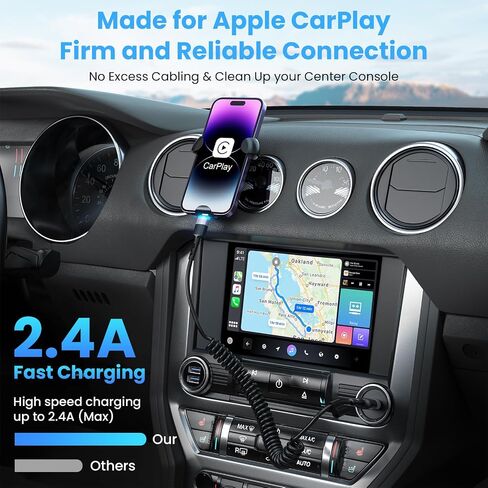 Opluz Coiled iPhone Charger Cord 2 Pack Coiled Lightning Cable 3FT USB Carplay Cable Car Accessories Short iPhone Car Charger Cord [MFi Certified] Short USB to Lightning Cable Black in Kuwait