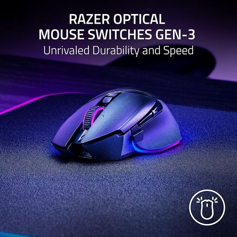 Razer Basilisk V3 Pro 35k اللاسلكي الماوس اللاسلكي: عجلة الإمالة الفائقة - 35 كيلو كيلو دبليو دبليوأيستلوأسيون جنرال 2-13 عناصر تحكم قابلة للتخصيص -rgb - المفاتيح البصرية Gen 3 - حتى 140 ساعة بطارية - أسود (متجدد) in Saudi Arabia