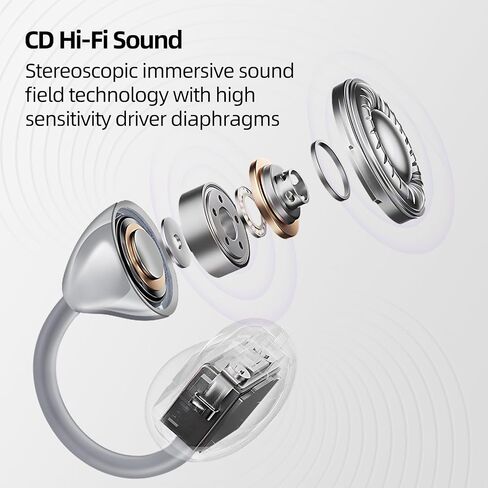MUZEN Open Ear Headphones, Trickle 4g Lightweight Wireless Bluetooth 5.4 Clip On Earbuds with 38H Playtimes, Fit Comfort Sport Ear Clip Earbuds, Hi-Fi Earphones for Fintness Running Workout in Kuwait