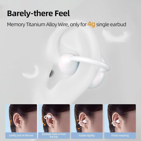 MUZEN Open Ear Headphones, Trickle 4g Lightweight Wireless Bluetooth 5.4 Clip On Earbuds with 38H Playtimes, Fit Comfort Sport Ear Clip Earbuds, Hi-Fi Earphones for Fintness Running Workout in Kuwait