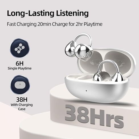 MUZEN Open Ear Headphones, Trickle 4g Lightweight Wireless Bluetooth 5.4 Clip On Earbuds with 38H Playtimes, Fit Comfort Sport Ear Clip Earbuds, Hi-Fi Earphones for Fintness Running Workout in Kuwait