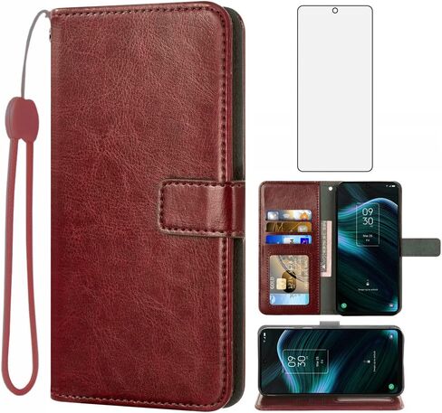 Asuwish Compatible with TCL Stylus 5G 2022 Wallet Case Tempered Glass Screen Protector and Leather Flip Cover Card Holder Stand Cell Accessories Phone Cases for TLC Stylo G5 6.81 T779W Women Men Black in Saudi Arabia