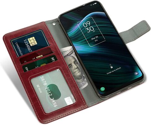 Asuwish Compatible with TCL Stylus 5G 2022 Wallet Case Tempered Glass Screen Protector and Leather Flip Cover Card Holder Stand Cell Accessories Phone Cases for TLC Stylo G5 6.81 T779W Women Men Black in Saudi Arabia