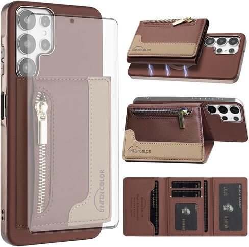 ASUWISH PHONE CASE لـ Samsung Galaxy S22 Ultra 5G Wallet Cell Cover متوافقة مع Magsafe RFID Glass Glass Protector حامل بطاقة الائتمان حامل S22ULTRA 22S S 22 S22ULTRA5G 6.8 نساء أزرق in Saudi Arabia