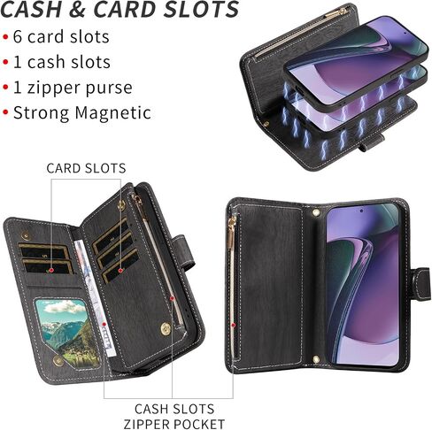 Asuwish Phone Case لـ Motorola Moto G Stylus 5G 2023 Zipper Wallet Cover Magnetic Disachable Cover مع حامل بطاقة حزام الشاشة الزجاجية المقسى Gstylus G5 XT2317DL in Saudi Arabia