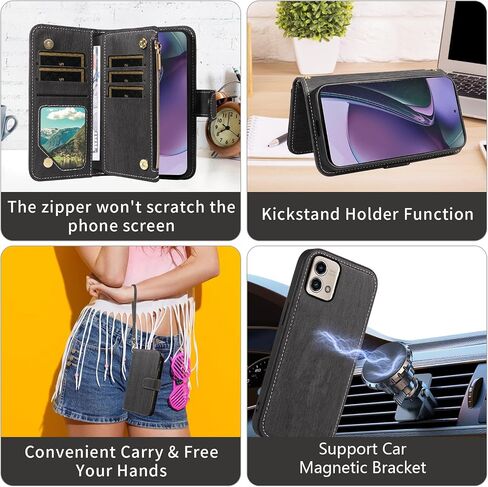 Asuwish Phone Case لـ Motorola Moto G Stylus 5G 2023 Zipper Wallet Cover Magnetic Disachable Cover مع حامل بطاقة حزام الشاشة الزجاجية المقسى Gstylus G5 XT2317DL in Saudi Arabia