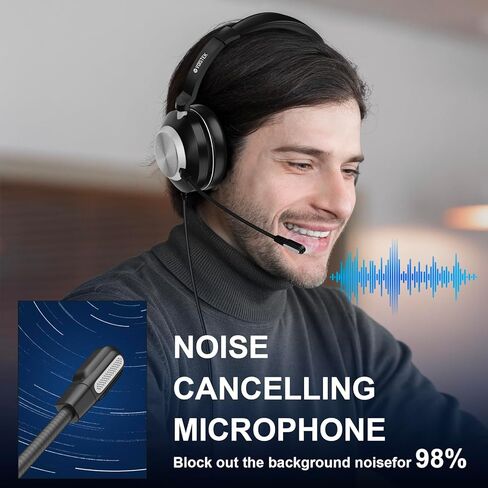 سماعات رأس USB مع MIC للكمبيوتر الشخصي/الكمبيوتر المحمول ، سلكية على سماعات كمبيوتر الأذن (USB/3.5mm/type-C jack) مع عناصر التحكم في إلغاء الضوضاء الميكروفون وحجم الصوت ، للعمل ، المكتب ، مركز الاتصال ، اجتماع الفيديو ، التكبير in Kuwait