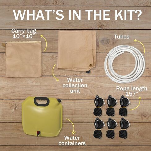GARVIN Portable Rainwater Collection System for Camping – 5FT x 5FT Hanging Tarp with 2.2-Gallon Collapsible Water Storage Bag, Emergency Survival Hydration Gear, Lightweight & Easy Setup in Kuwait