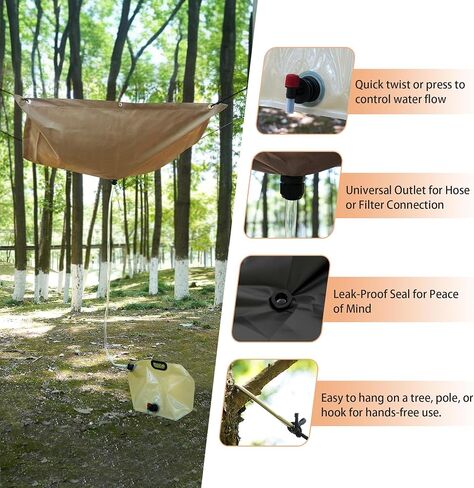 GARVIN Portable Rainwater Collection System for Camping – 5FT x 5FT Hanging Tarp with 2.2-Gallon Collapsible Water Storage Bag, Emergency Survival Hydration Gear, Lightweight & Easy Setup in Kuwait
