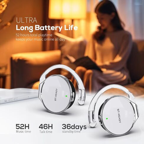 Open Ear Headphones Wireless 52hrs Bluetooth 5.4 Over Ear Hooks Headphones Earbuds with Microphone Ear Clip Headphones Simultaneously Connect 2 Devices Clip on Earphones in Kuwait