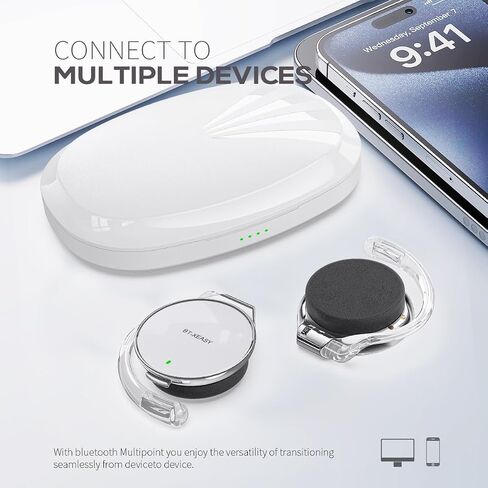 Open Ear Headphones Wireless 52hrs Bluetooth 5.4 Over Ear Hooks Headphones Earbuds with Microphone Ear Clip Headphones Simultaneously Connect 2 Devices Clip on Earphones in Kuwait