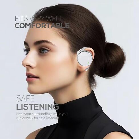 Open Ear Headphones Wireless 52hrs Bluetooth 5.4 Over Ear Hooks Headphones Earbuds with Microphone Ear Clip Headphones Simultaneously Connect 2 Devices Clip on Earphones in Kuwait