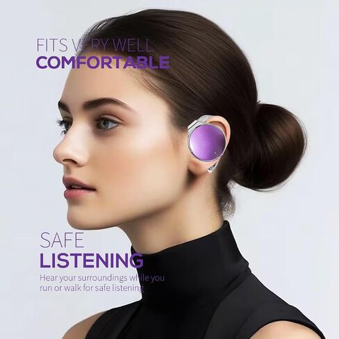 Open Ear Headphones Wireless 52hrs Bluetooth 5.4 Over Ear Hooks Headphones Earbuds with Microphone Ear Clip Headphones Simultaneously Connect 2 Devices Clip on Earphones in Kuwait