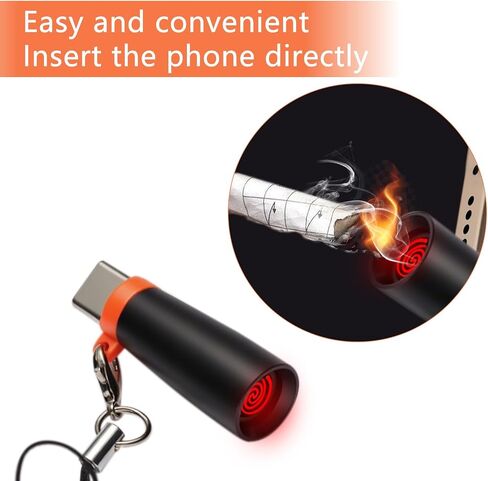 USB-C Electric Wighter.Windproof مقاوم للماء. يعمل الهاتف أو بنك الطاقة ، المصغر ، والوزن الخفيف ، وتنشيط الضرب ، تلقائيًا بعد 10 ثوانٍ (رمادي) in Kuwait