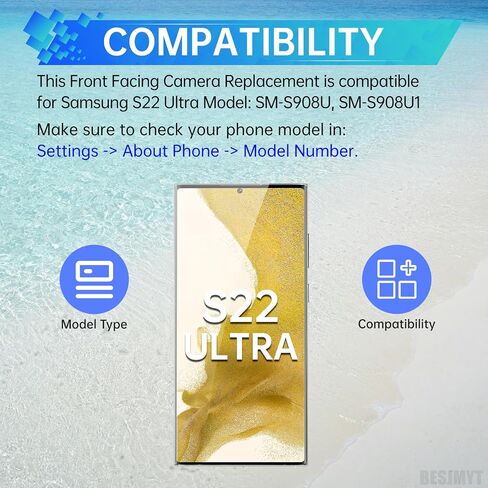 for Samsung Galaxy S22 Ultra Selfie Camera Part Replacement Front Camera Module Replacement Front Facing Camera Replacement Model: SM-S908U SM-S908U1 in Saudi Arabia