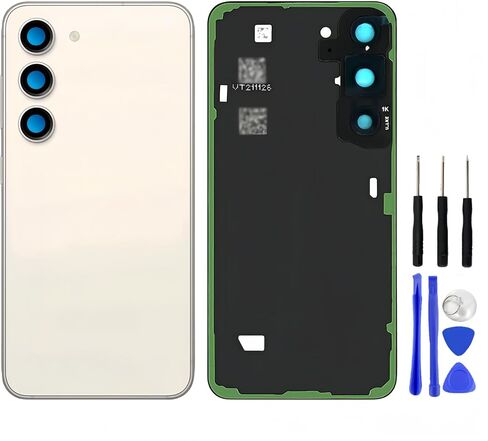 Battery Back Cover for Samsung Galaxy S23+ Plus S916 6.6 inches Back Glass Cover Replacement Repair Set with Repairing Toolkit (White) in Kuwait
