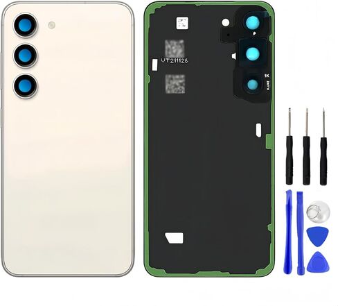 Battery Back Cover for Samsung Galaxy S23+ Plus S916 6.6 inches Back Glass Cover Replacement Repair Set with Repairing Toolkit (White) in Kuwait