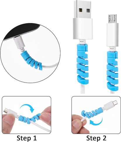 32 Pcs Cord Protector, Charger Cable Saver, Charger Protector - Silicone Flexible Cords Protectors, Mouse Cable Wire Compatible for Phone, USB, Type C Charger (Black, Pink, Blue, Yellow) in Saudi Arabia