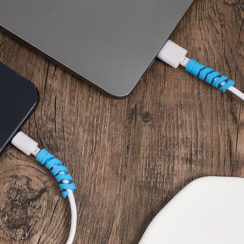 32 Pcs Cord Protector, Charger Cable Saver, Charger Protector - Silicone Flexible Cords Protectors, Mouse Cable Wire Compatible for Phone, USB, Type C Charger (Black, Pink, Blue, Yellow) in Saudi Arabia