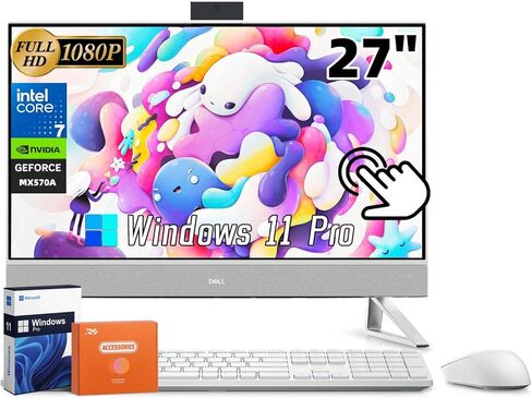 Dell Inspiron 7730 All in One Desktop Computer, 27" FHD Touchscreen Display, Intel 10-Core 7 150U, NVIDIA GeForce MX570A GDDR6, 32GB RAM, 1TB SSD, Windows 11 Pro, Wireless KB and Mouse, w/Accessories in Saudi Arabia