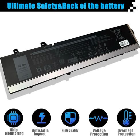RCVVT Laptop Battery Replacement for Dell Precision 7670 7680 7770 7780 Series Notebook X9FTM T6PFX 451-BCYH 0X26RT X26RT 0NWDC0 NWDC0 11.55V 83Wh 6827mAh in Saudi Arabia