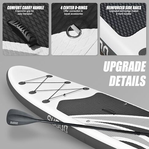 SUDOO Inflatable Stand Up Paddle Board. 10'x30 x6 Stand-Up Paddleboards. Ultra-Light SUP Board for Adult & Youth. Paddle Boards incl Paddle/Pump/Backpack/Leash/3 Fins/Non-Slip Deckpad/Repair Kit in Saudi Arabia