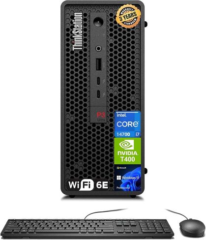Lenovo ThinkStation P3 SFF Workstation Desktop (Intel 20-Core I7-14700 ، 128GB RAM ، 4TB SSD ، NVIDIA T400 4GB) للمهندسين والمحللين والمهنيين المبدعين ، Thunderbolt 4 ، Ethernet ، Wi-Fi ، Win 11 Pro Pro in Kuwait