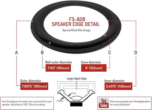 Boston Acoustics 8 Inch T-1000 ، T-1030 ، T-830 ، HD8 ، HD9 ، Woofer Repair Kit FSK-828 (زوج) in Kuwait