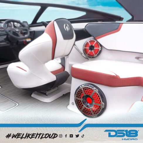 DS18 NXL-12SUB/BK Hydro 12" Marine Audio Subwoofer 700 Watts Max 350 Watts RMS 4 Ohms with Integrated RGB Lights - Weatherproof Bass for All Elements Sound Systems - IP65 Marine Grade - 1 Speaker in Saudi Arabia