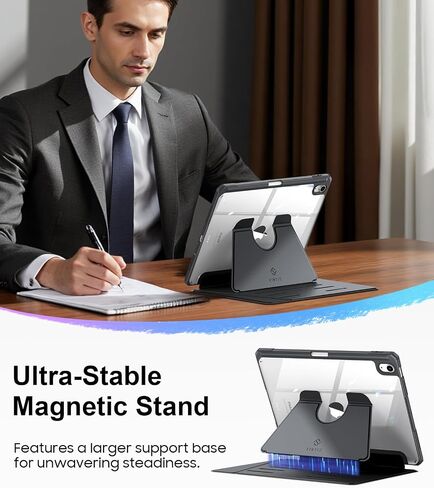 Fintie Magnetic Stand Case for iPad Air 11-inch M3 (2025) / M2 (2024), iPad Air 5th (2022) / 4th Generation (2020) 10.9 Inch, Multi-Angle Viewing Clear Cover with Pencil Holder, Purple in Saudi Arabia