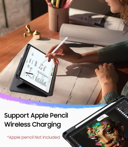 Fintie Magnetic Stand Case for iPad Air 11-inch M3 (2025) / M2 (2024), iPad Air 5th (2022) / 4th Generation (2020) 10.9 Inch, Multi-Angle Viewing Clear Cover with Pencil Holder, Purple in Saudi Arabia
