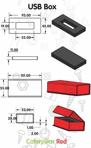 Caterpillar Red 4 x Magnetic USB Presentation Gift Boxes, Silver Grey Color, Flash Drives, Removable Drives, Wedding USB Box, Wedding Presentation Gift Box, Photography, 4, Present Gift in Saudi Arabia