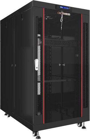 Sysracks 18U 35 بوصة خزانة خادم عميق خادم الخادم العلبة - مراوح التبريد - شاشة LCD - ترموستات - PDU - العجلات - 2 من المعجبين - الرف in Saudi Arabia