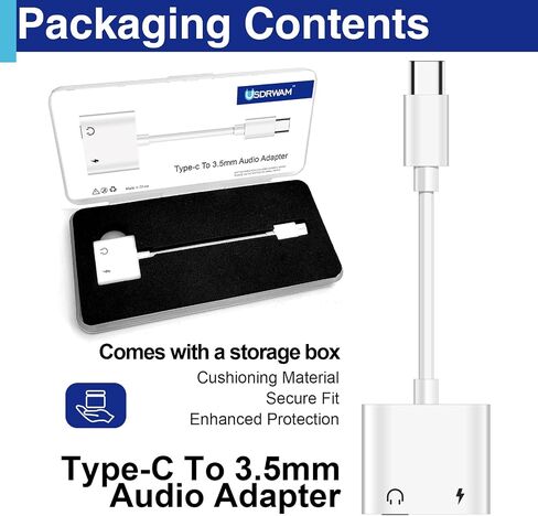 USB C to 3.5 Mm Headphone Jack Adapter for iPhone, Aux Adapter Converter Dongle Audio Cable Compatible with Ipad MacBook iPhone 16/15 Full Model and Samsung Galaxy After S8 Series in Kuwait