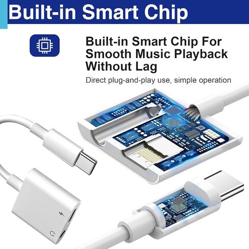 USB C to 3.5 Mm Headphone Jack Adapter for iPhone, Aux Adapter Converter Dongle Audio Cable Compatible with Ipad MacBook iPhone 16/15 Full Model and Samsung Galaxy After S8 Series in Kuwait