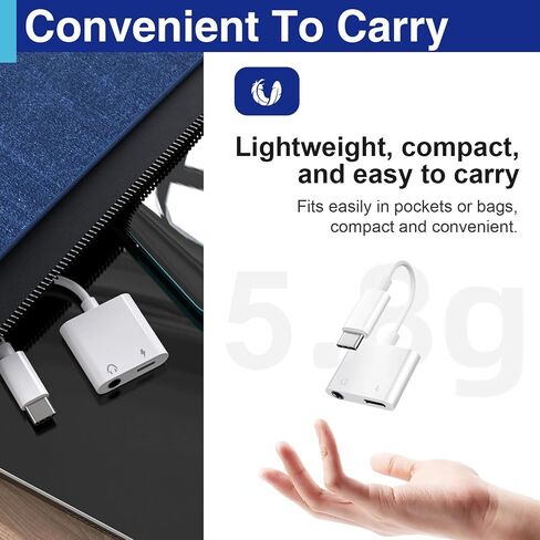 USB C to 3.5 Mm Headphone Jack Adapter for iPhone, Aux Adapter Converter Dongle Audio Cable Compatible with Ipad MacBook iPhone 16/15 Full Model and Samsung Galaxy After S8 Series in Kuwait