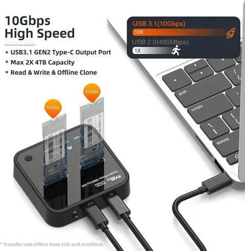 محطة إرساء Dual Bay NVMe، وحدة نسخ MAIWO M.2 مع استنساخ NVMe (بحد أقصى 10 جيجابت في الثانية)، قاعدة M.2 مع ضوء مؤشر LED، وضع النوم تلقائيًا in Kuwait